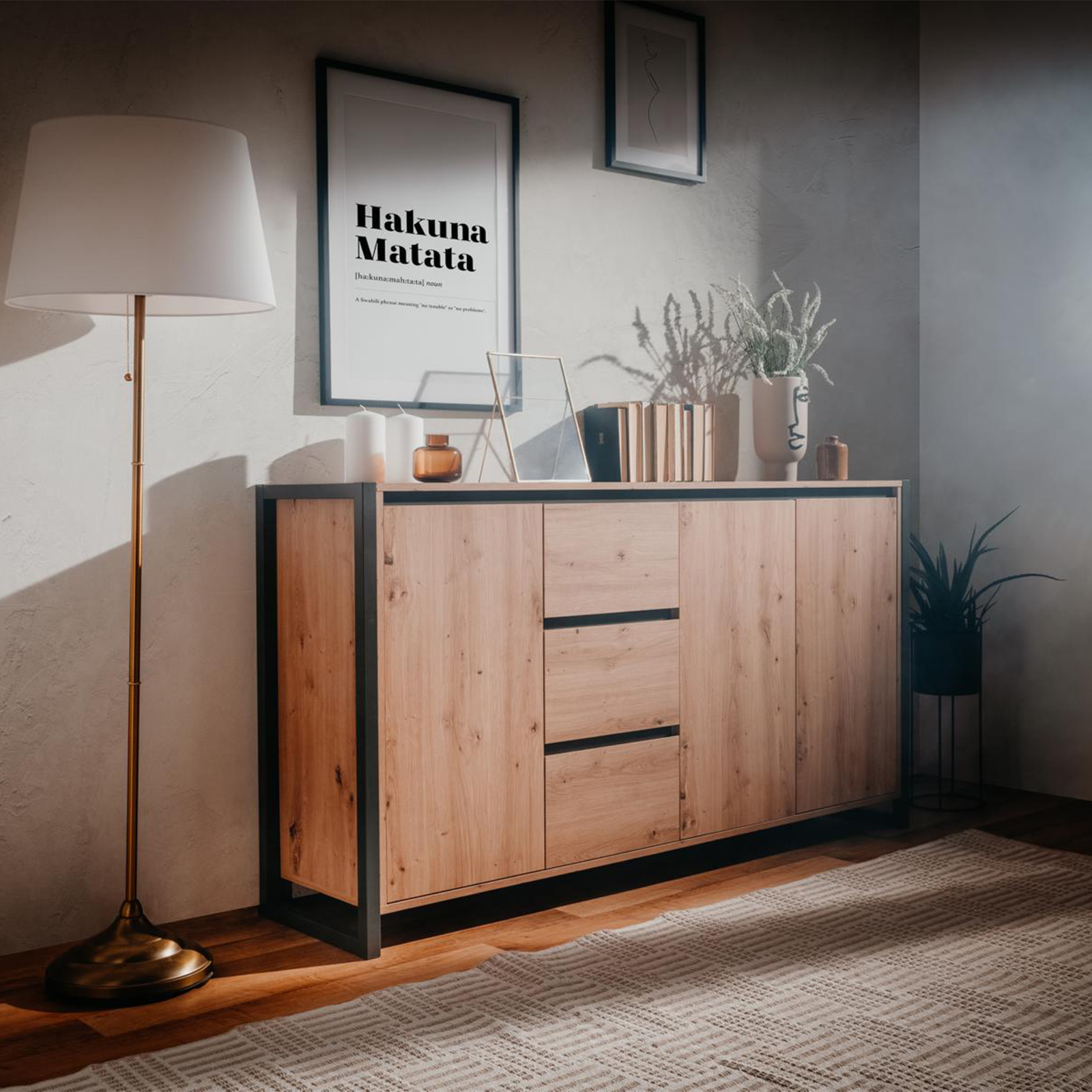 Kommode DENVER - Artisan Eiche-anthrazit - 160 cm