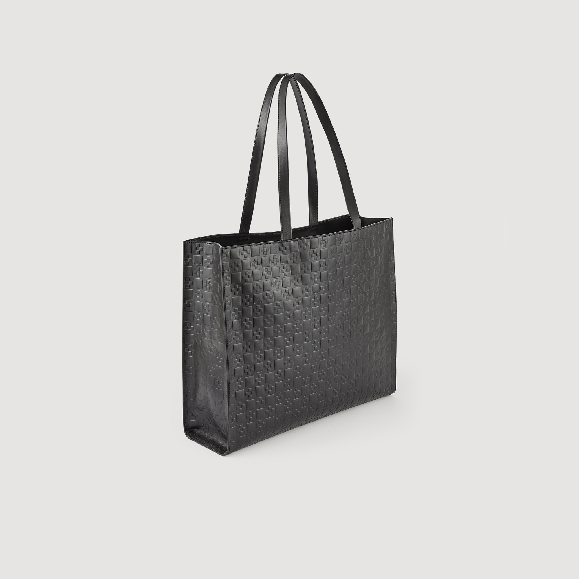 Grand cabas en cuir embosse monogramme