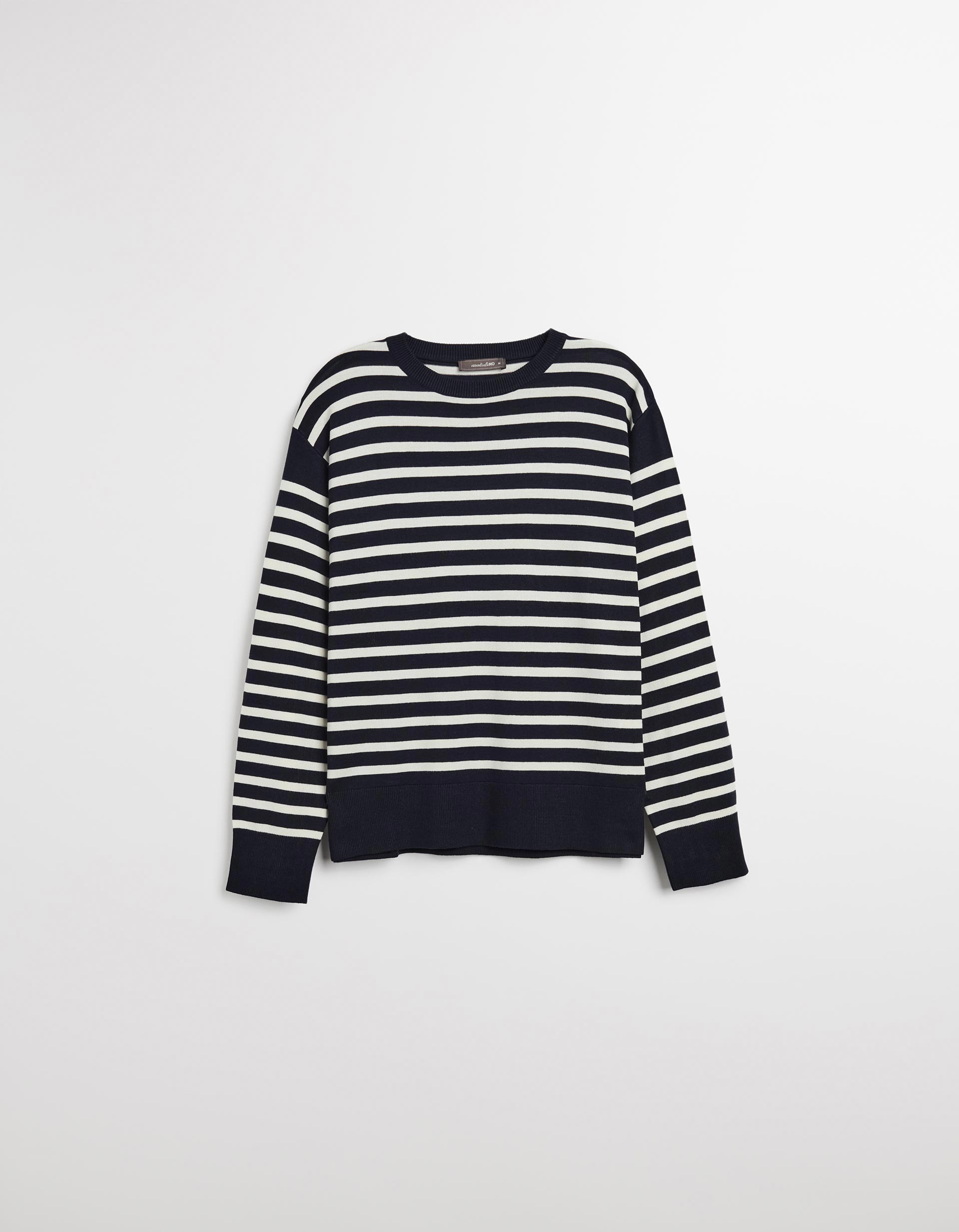 Camisola de Malha com Riscas, Mulher, Azul Escuro
