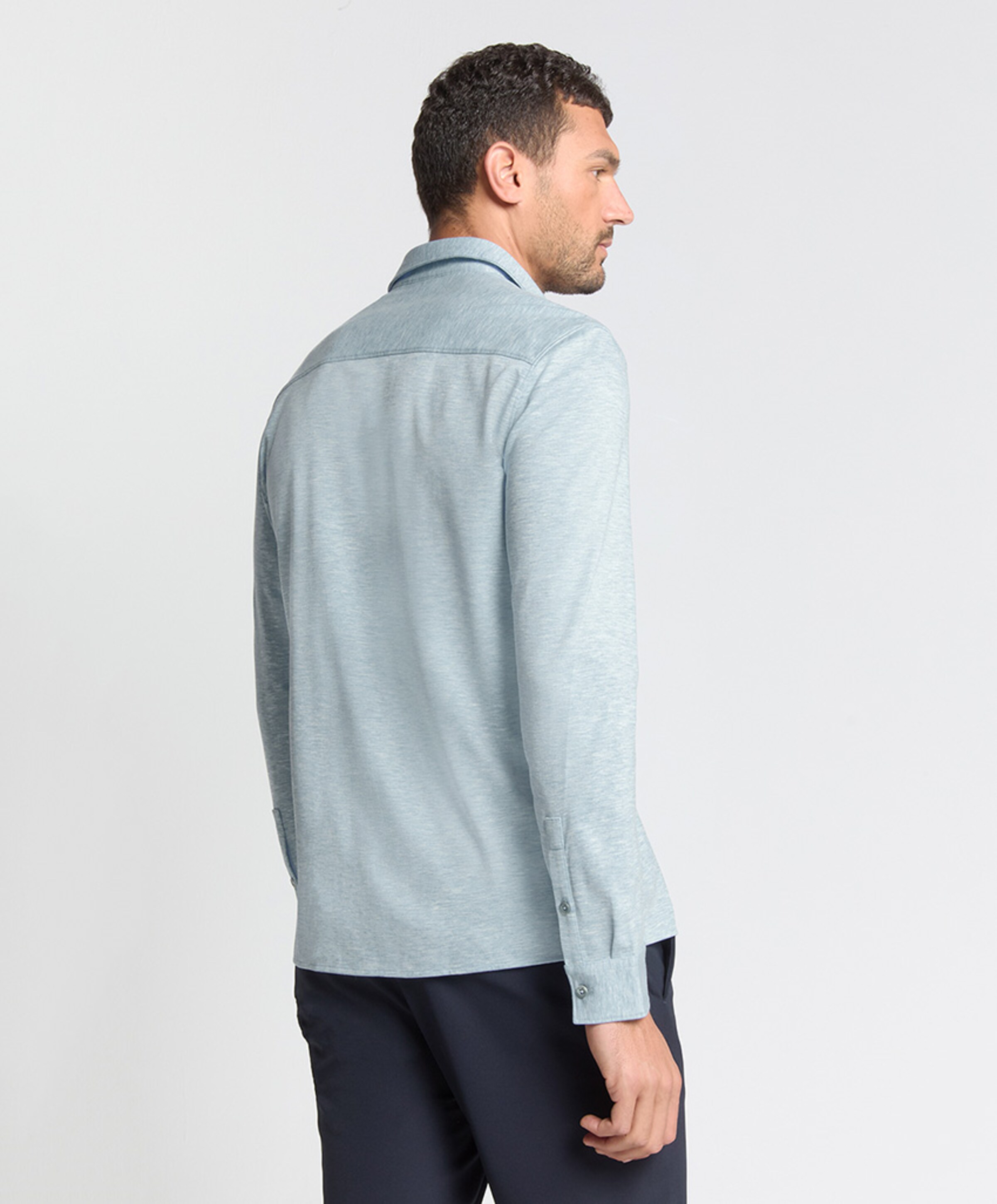 No Excess Heren overhemd lange mouw blauw