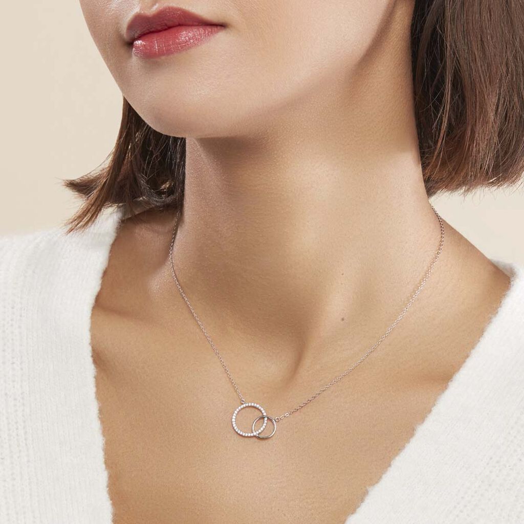 Collier Yalaz Argent Blanc Oxyde De Zirconium