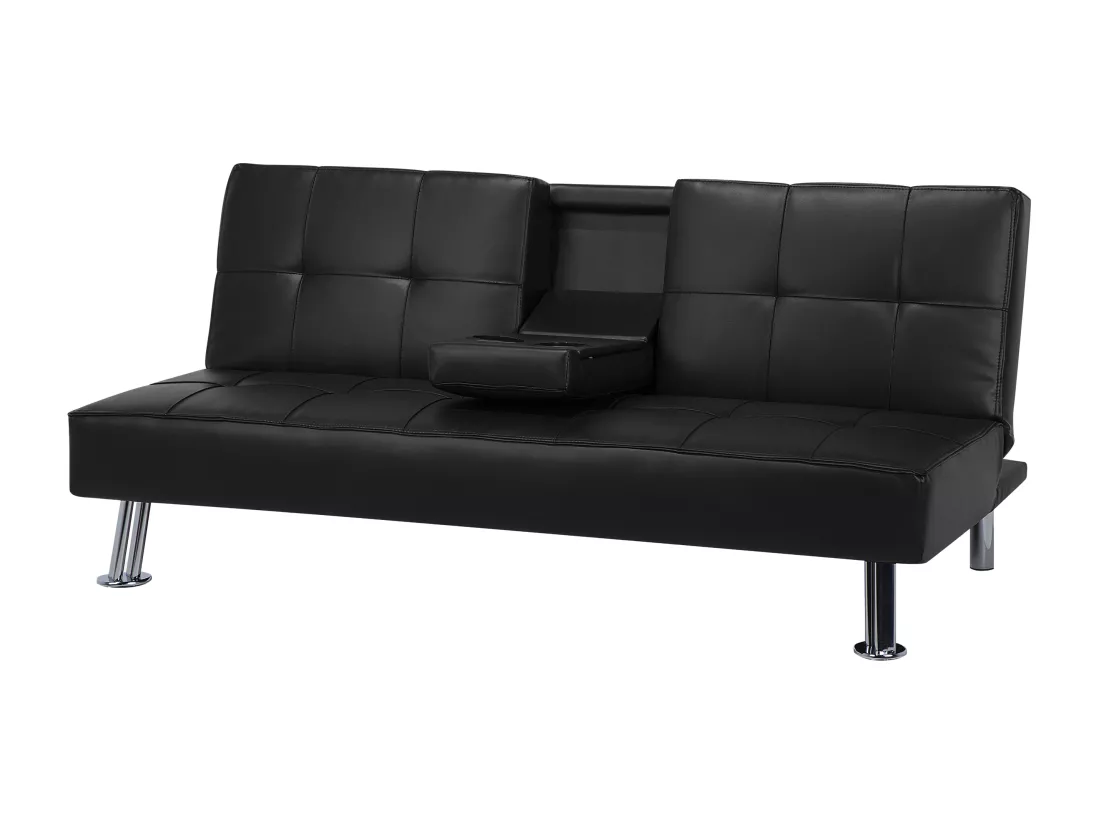 Canapé convertible 3 places en tissu noir ROXEN