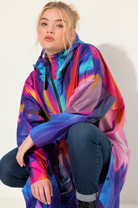 Funktions-Regencape, Unisex, Print, Kapuze