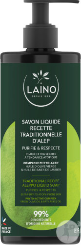 Laino Savon Liquide Recette Traditionnelle D'Alep Peaux Très Sèches À Tendance Atopique 500ml