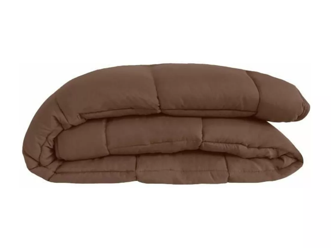 Couette chaude Microfibre 400 gr/m2 CALGARY Chocolat + Corail 140x200cm
