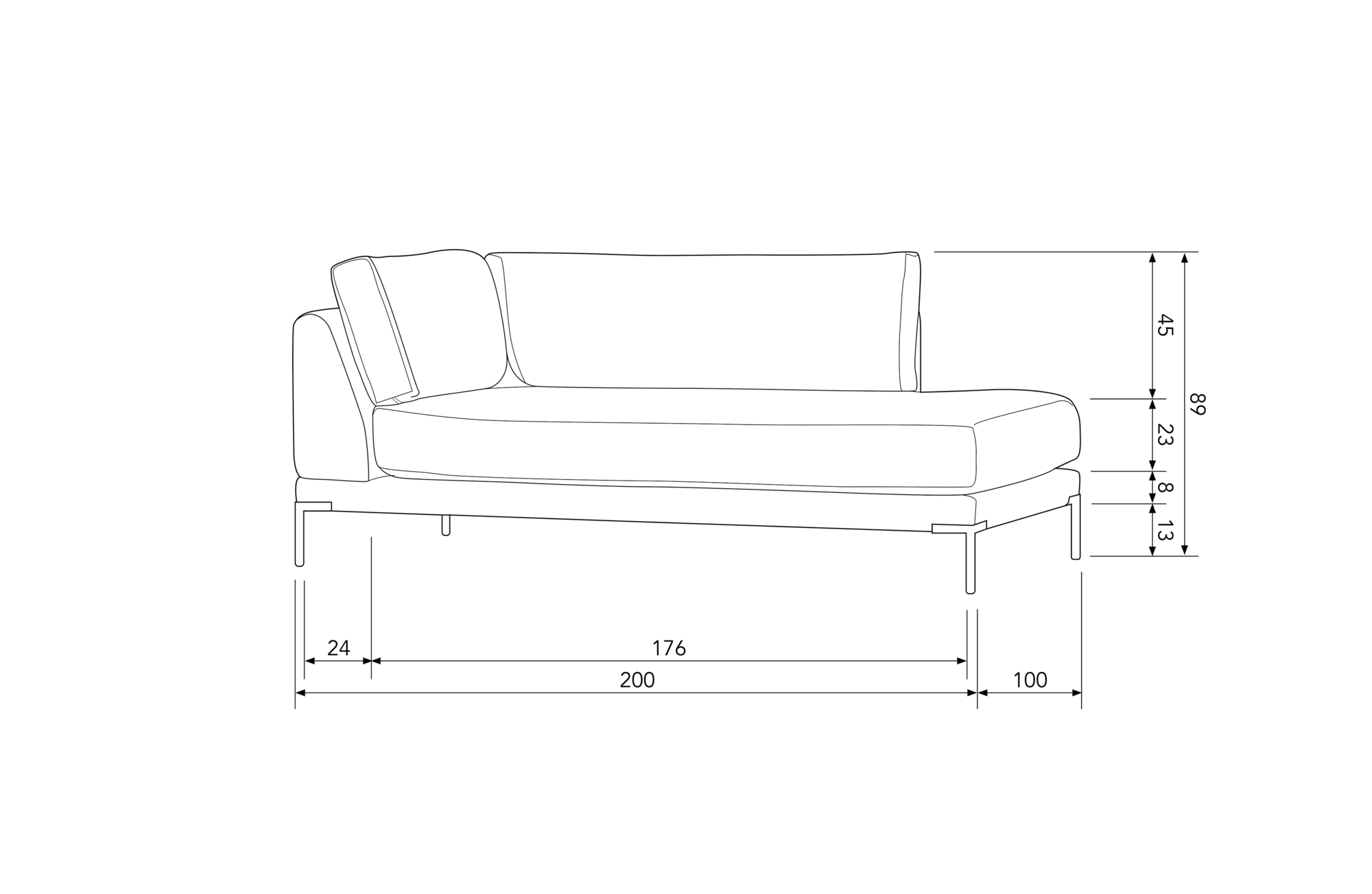 Lounge element Couple rechts Couple Lounge Element Rechts - Zand