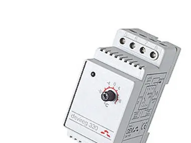 DEVIreg 330 termostat DIN-skinne, temp. område (-10 °C til -  10°C) m. dobbelt isoleret lednings føler