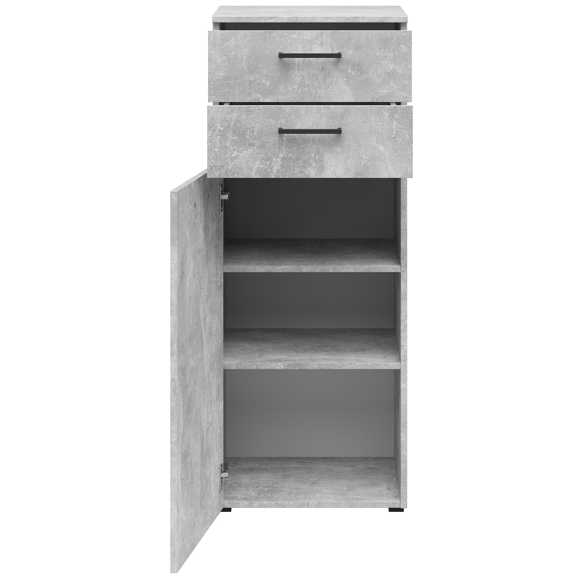 Kommode - Betonoptik - eine Tür - 2 Schubkästen - 45 cm