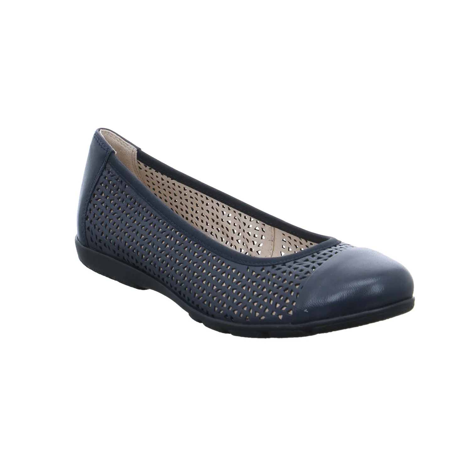 CAPRICE Ballerina Blau Leder  mit Wechselfussbett