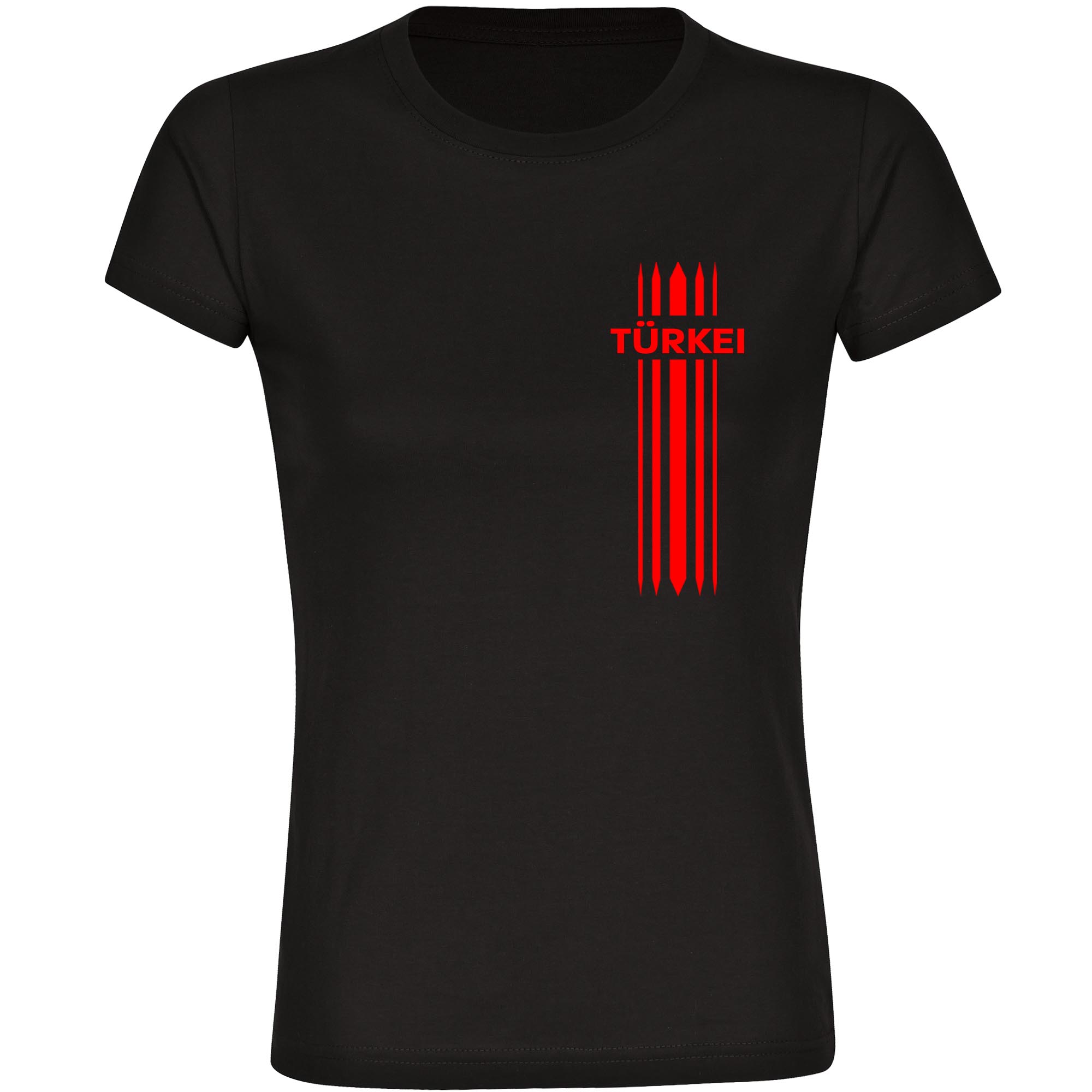 multifanshop® Damen T-Shirt - Türkei - Streifen - Druck rot