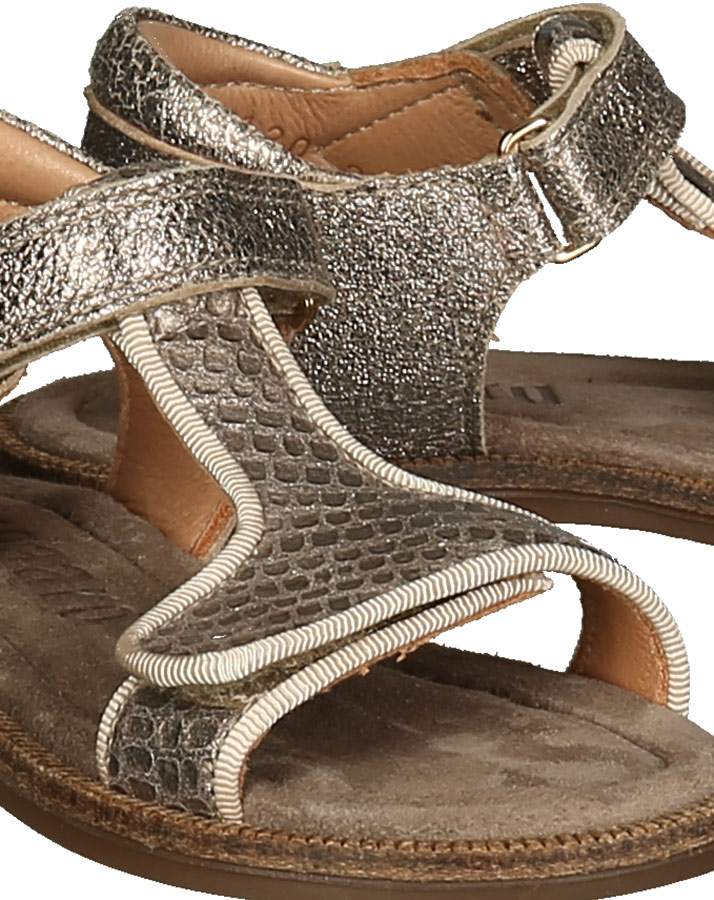 Leder-Sandalen ALMA mit Klett in stone