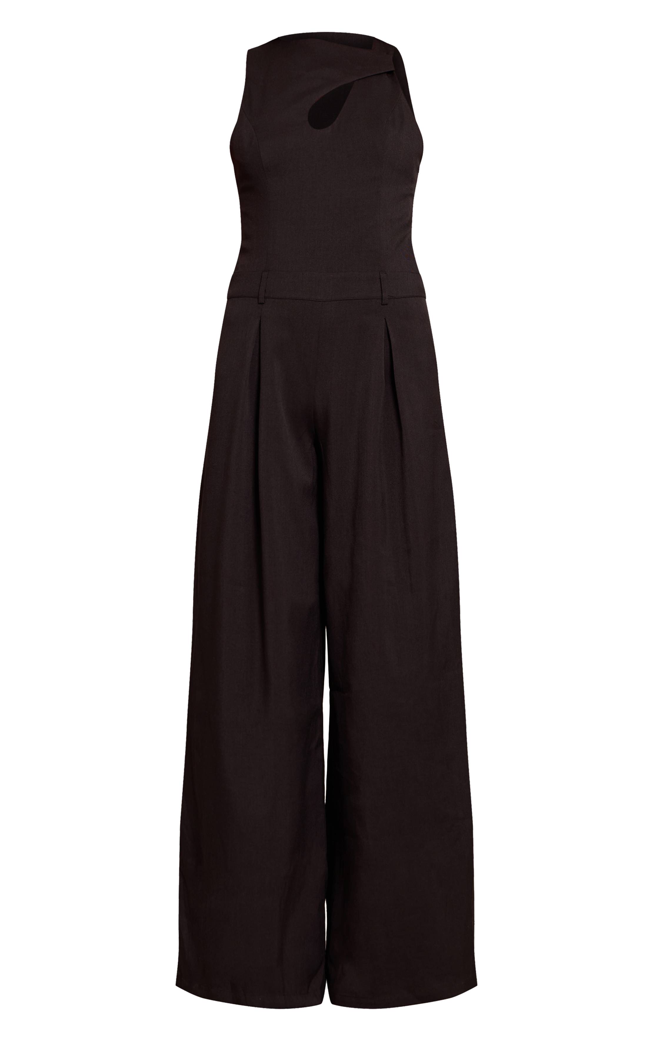 Noir Combinaison Pantalon Large Tissée À Découpe Œillet