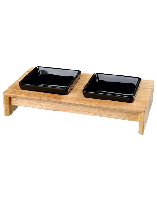 Trixie Voer\/Waterbak-Set - Kattenvoerbak - 28x5x15 cm Zwart Natural