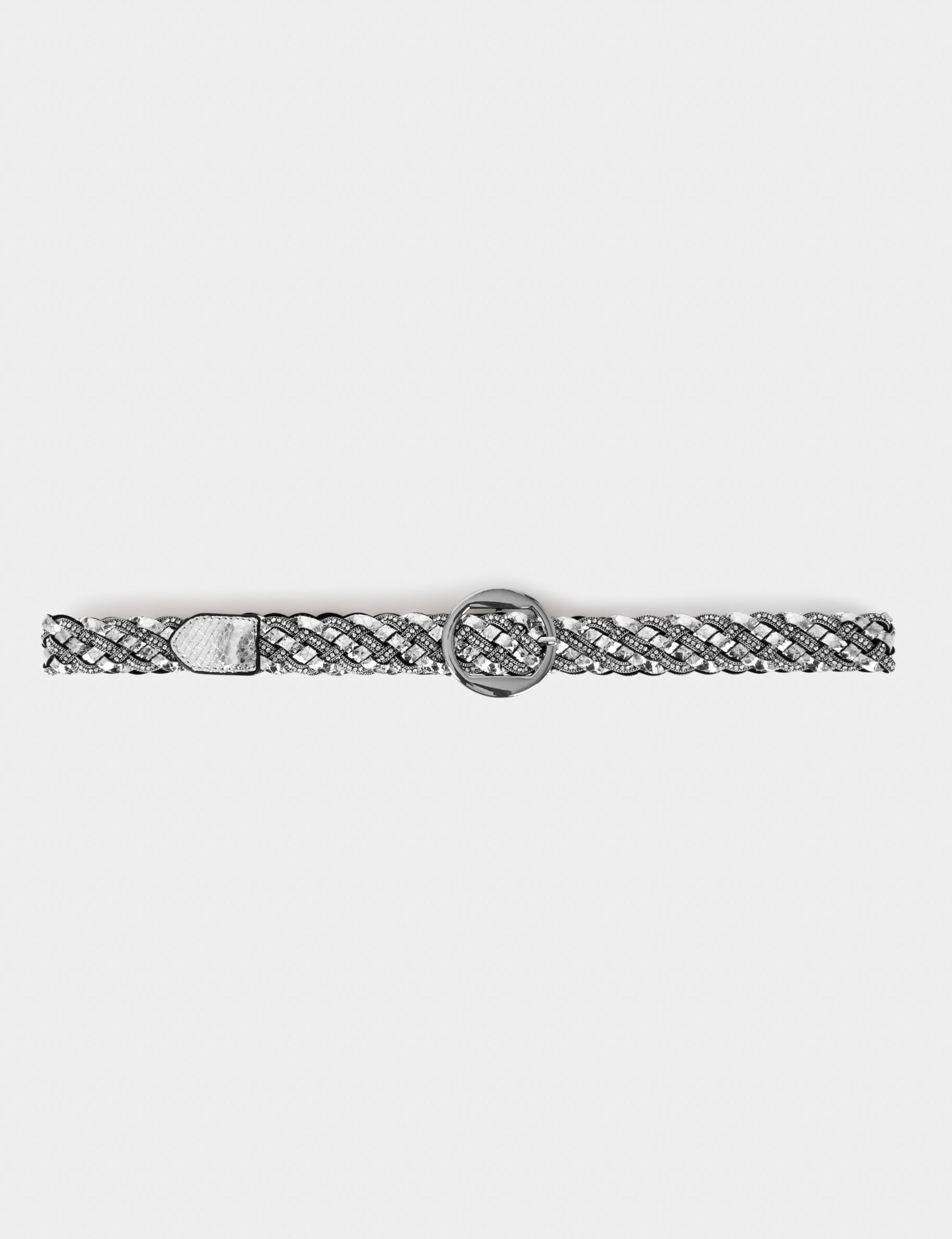 Ceinture tressée avec strass gris moyen femme - gris_moyen