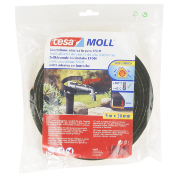 Tesa buisisolatie zelfklevend 20mm breed zwart 5 meter