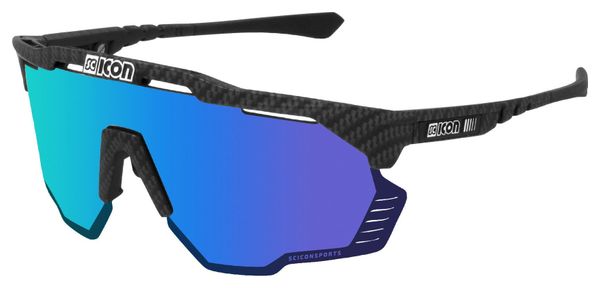 Scicon Sports Aeroshade Kunken Lunettes De Soleil De Performance Sportive (Multimirror Bleu Scnpp/Compagnon De Carbone)
