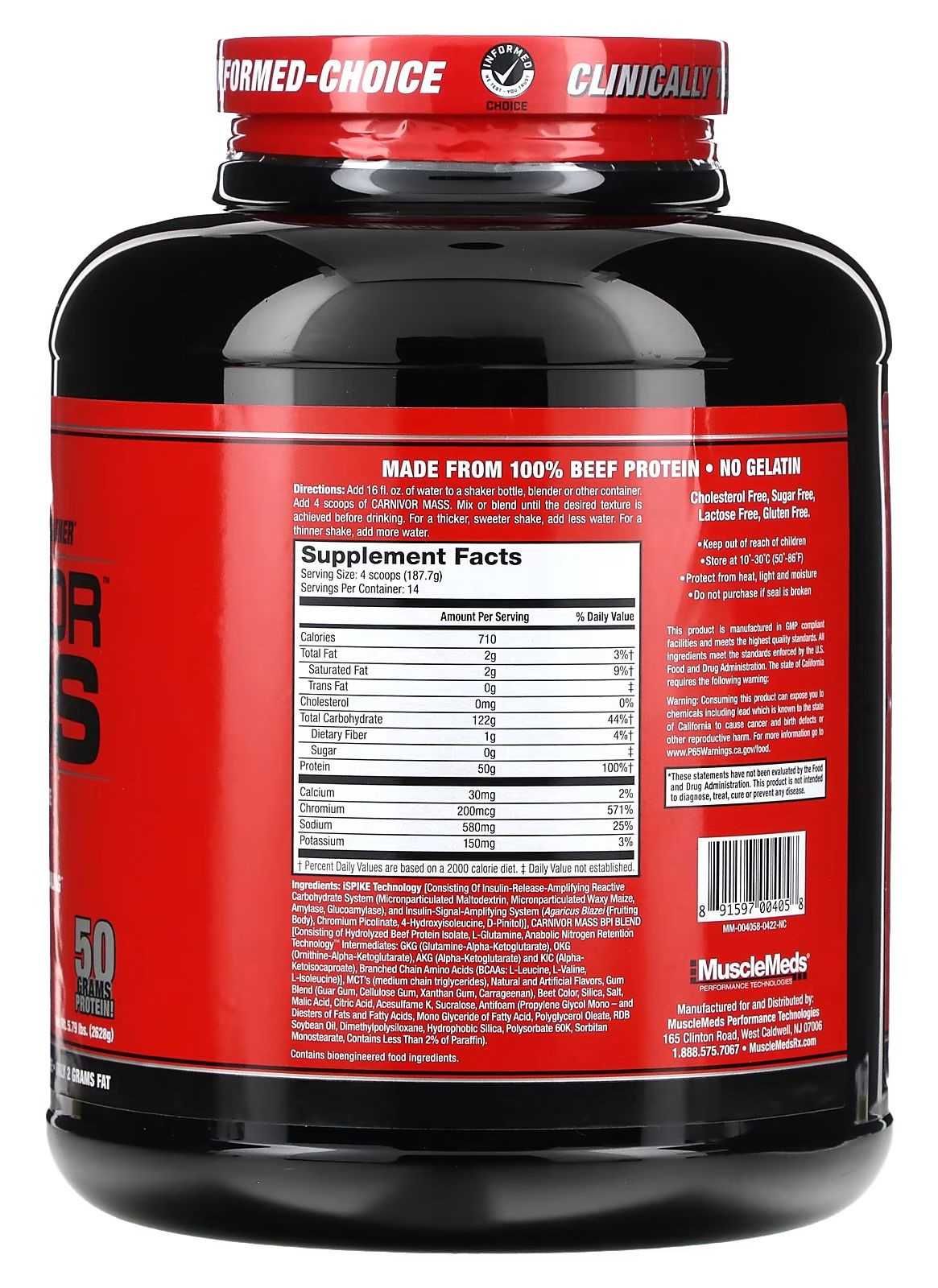 MuscleMeds Carnivor Mass 2,5 kg