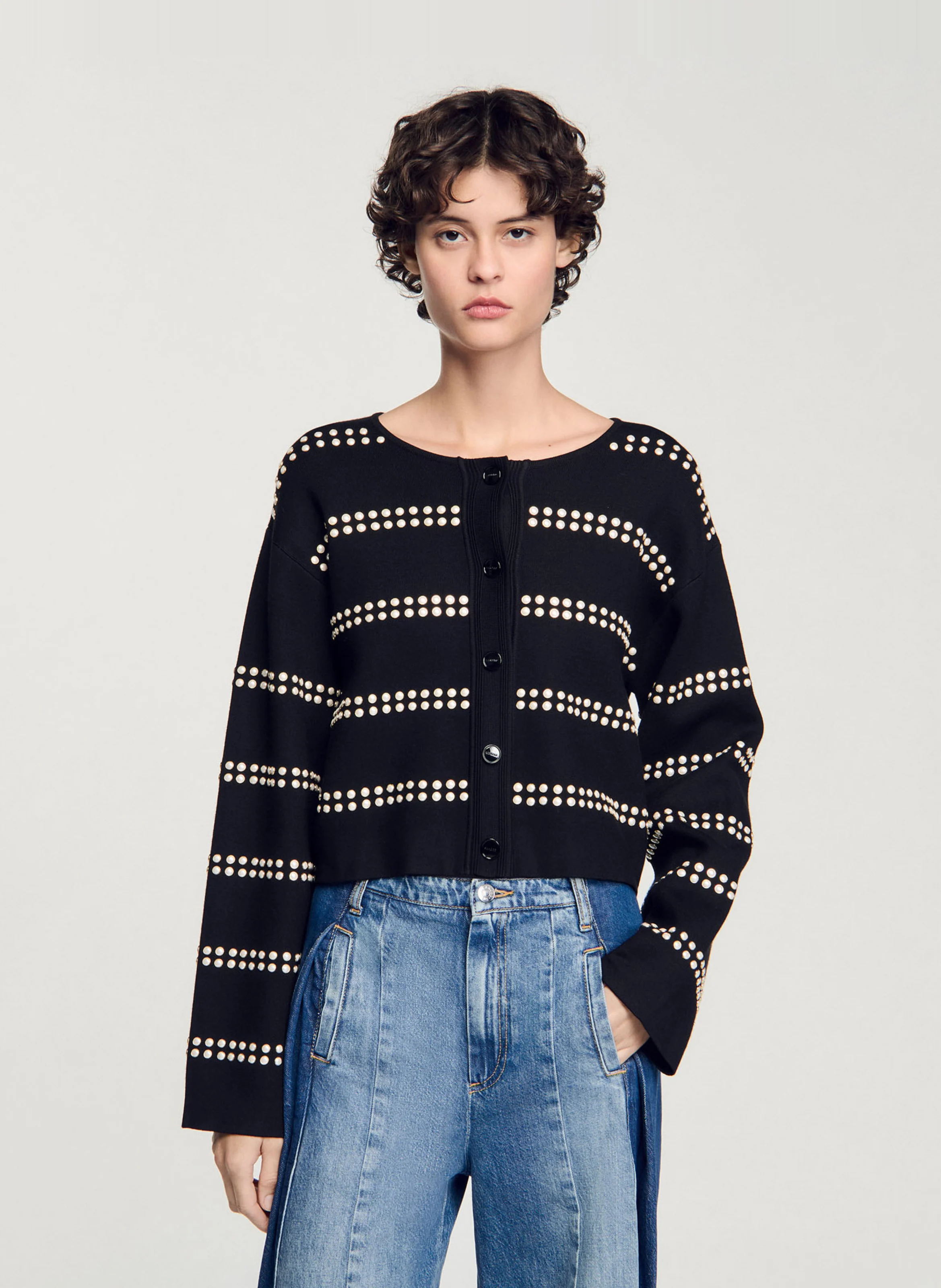 Cardigan à studs | Noir