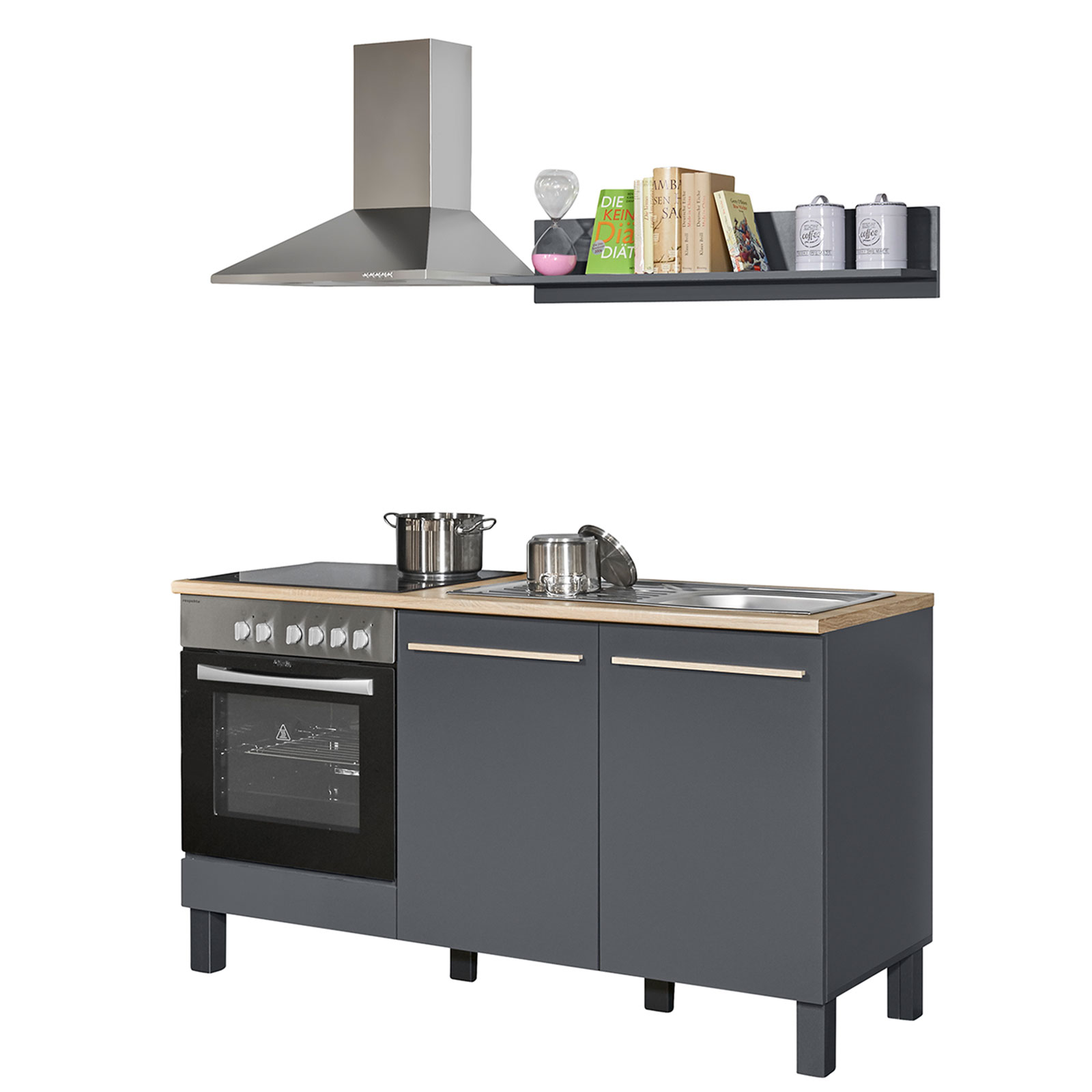 Küchenblock - anthrazit - Sonoma Eiche - 160 cm