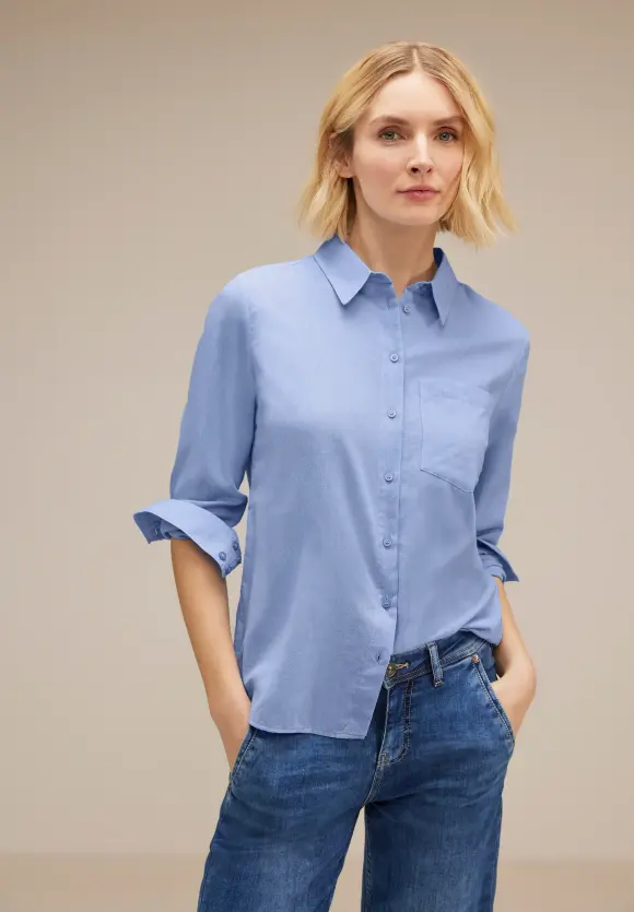 Office Baumwollbluse - original blue