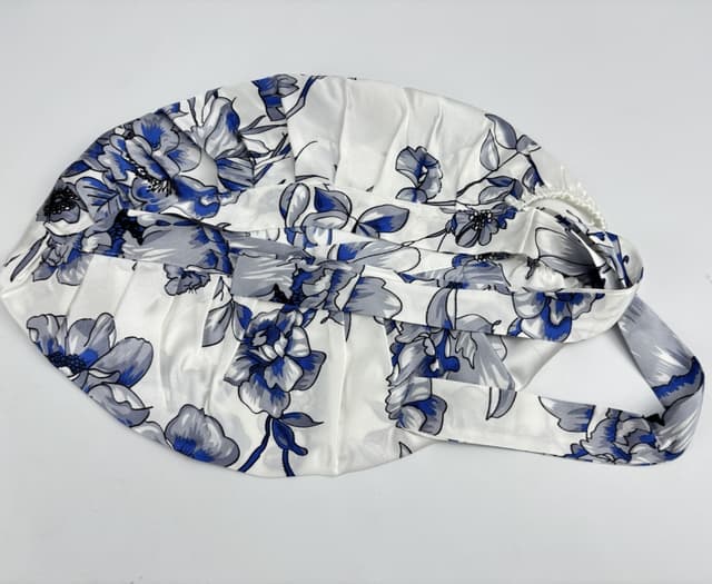 Justerbar Silke Sleep Cap til langt hår, 100% Mulberry Silke Lyseblå