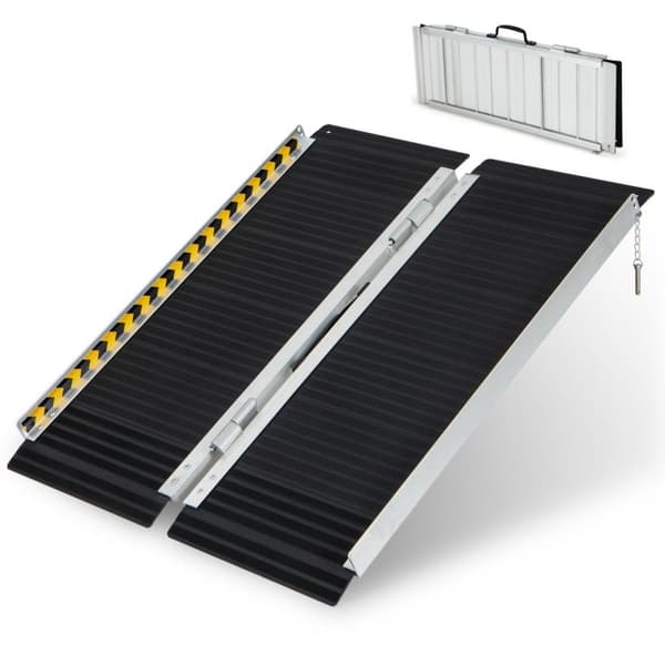 91 x 74 cm rullestolrampe, bærbar og anti-skli sammenleggbar rampe, lastekapasitet opptil 272 kg, aluminium