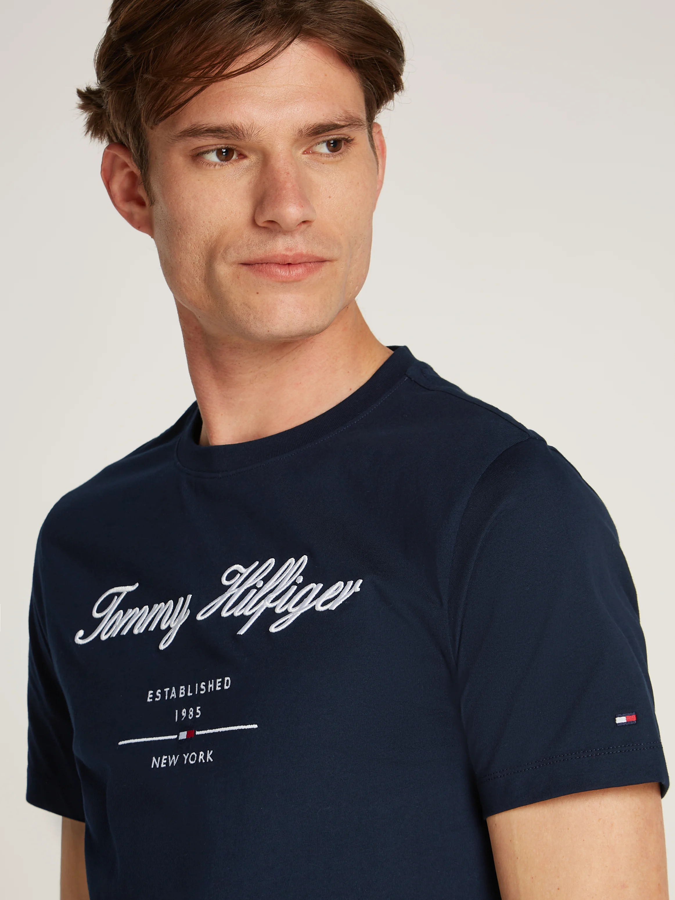 Tee-shirt à logo brodé en coton | Bleu