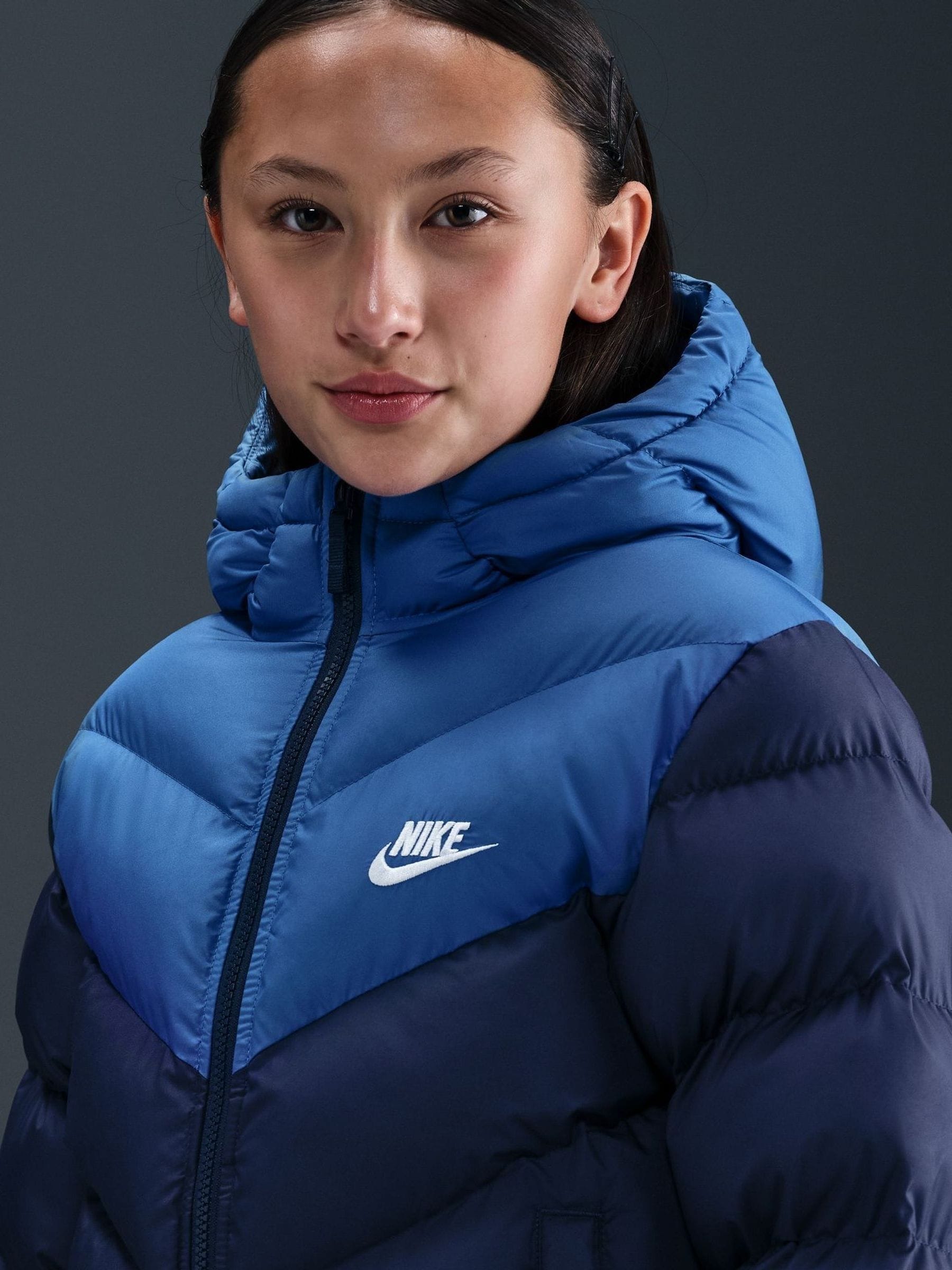 Marineblauw - Nike - Gewatteerd jack met kleurvlakken