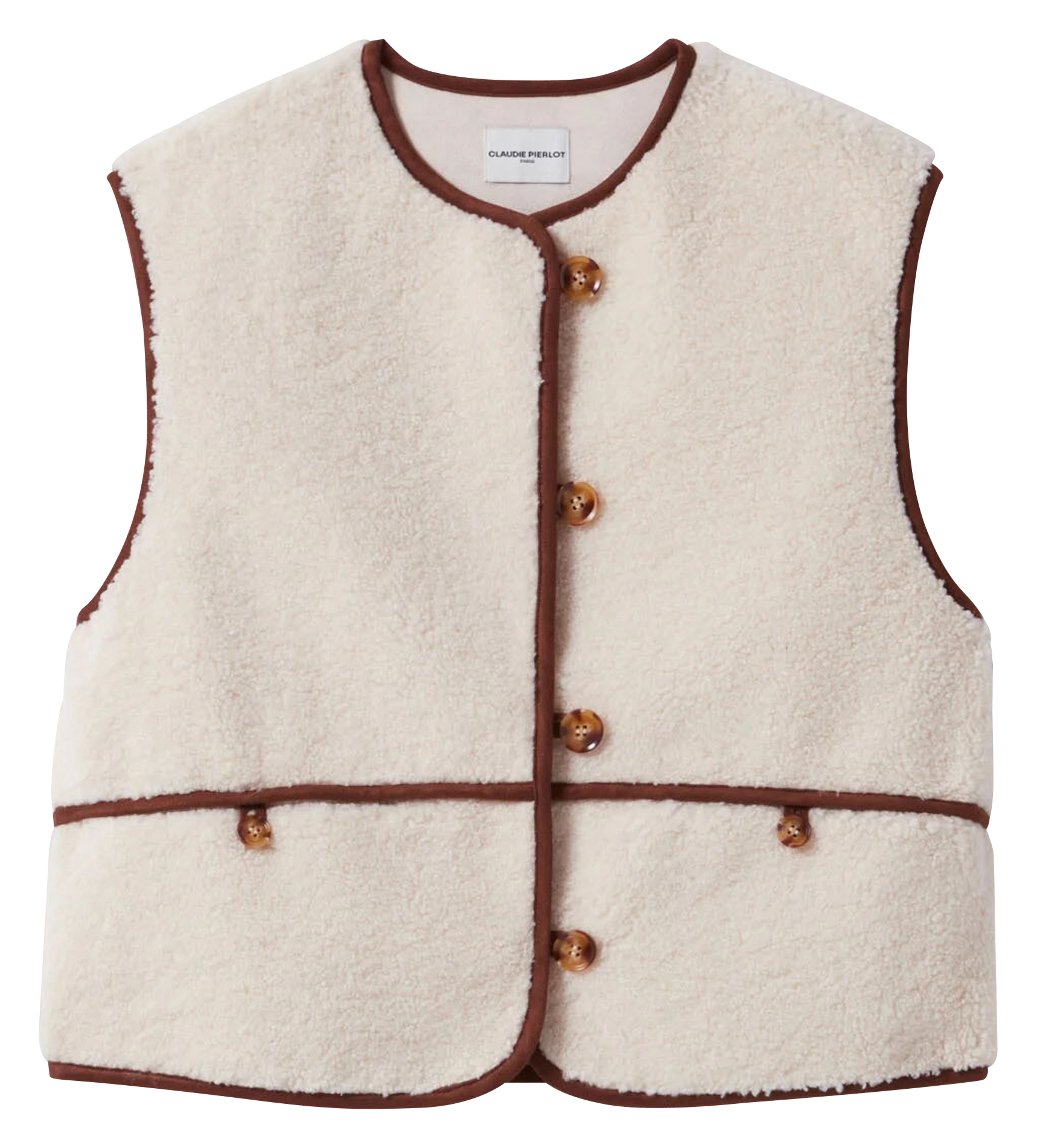 Veste effet fourrure sans manches | Beige