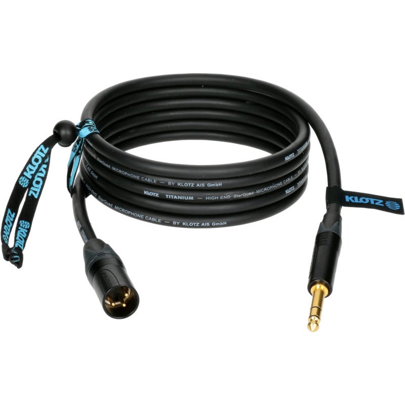 Klotz TI-MMS1000 Titanium Starquad 3p XLR male naar 3p jack 6.35mm 10 meter