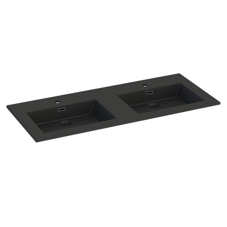 Plan vasque résine noir mat Pamili 120 cm