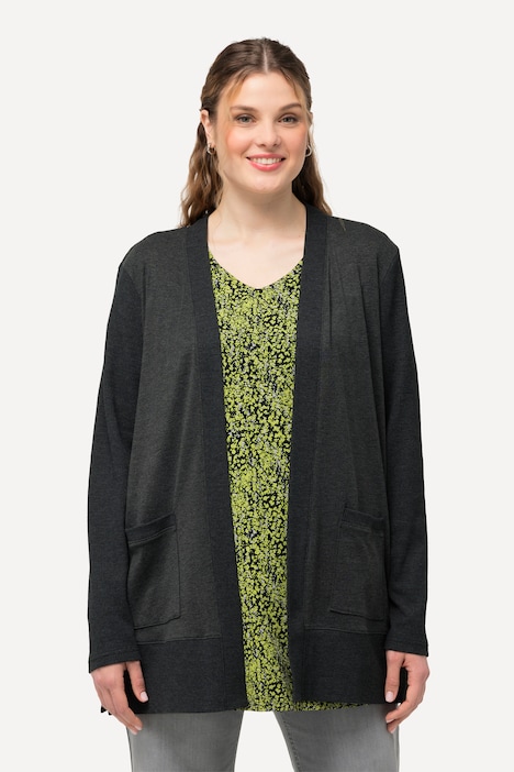 Sweatjacke, Waffelstruktur, offene Form, Langarm