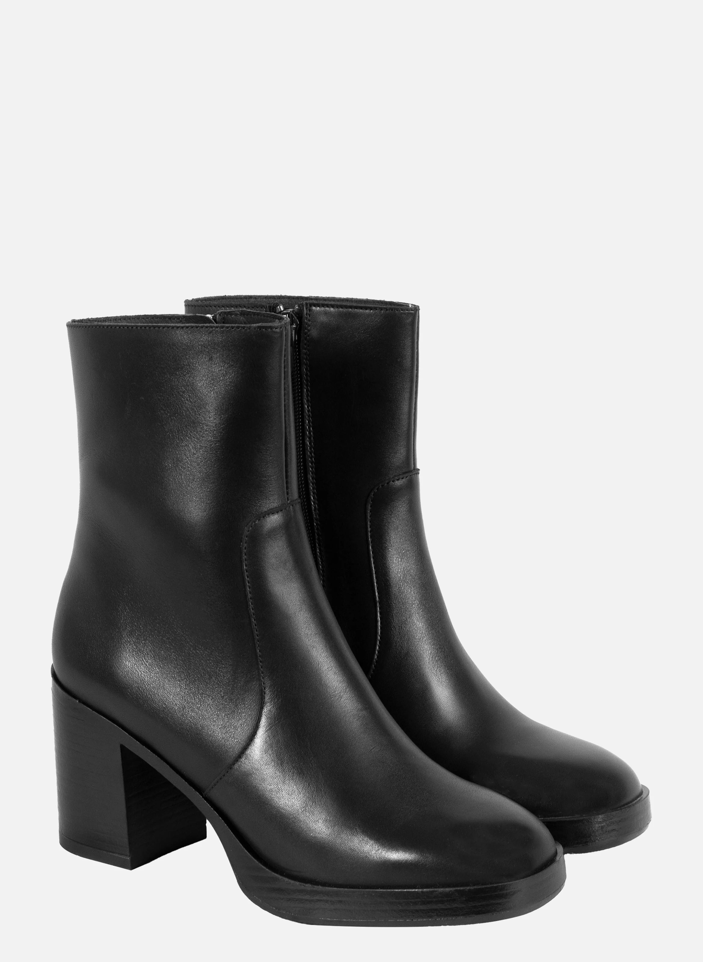 Bottines plateforme cuir | Noir