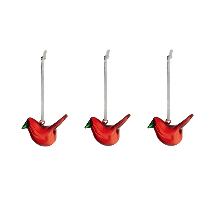 Iittala - Toikka Glasvogel Mini, rot (3er-Set)