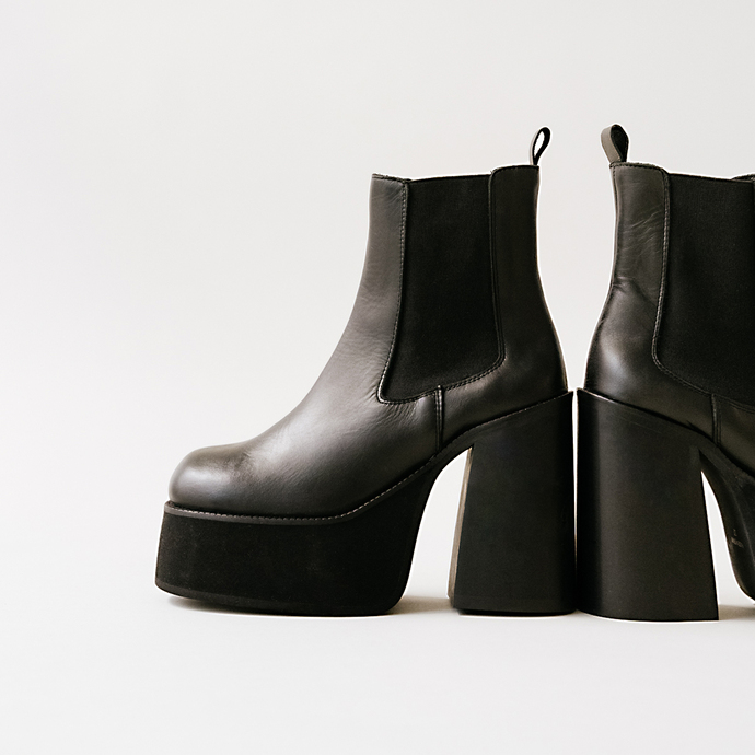 Boots à plateformes  en cuir noir