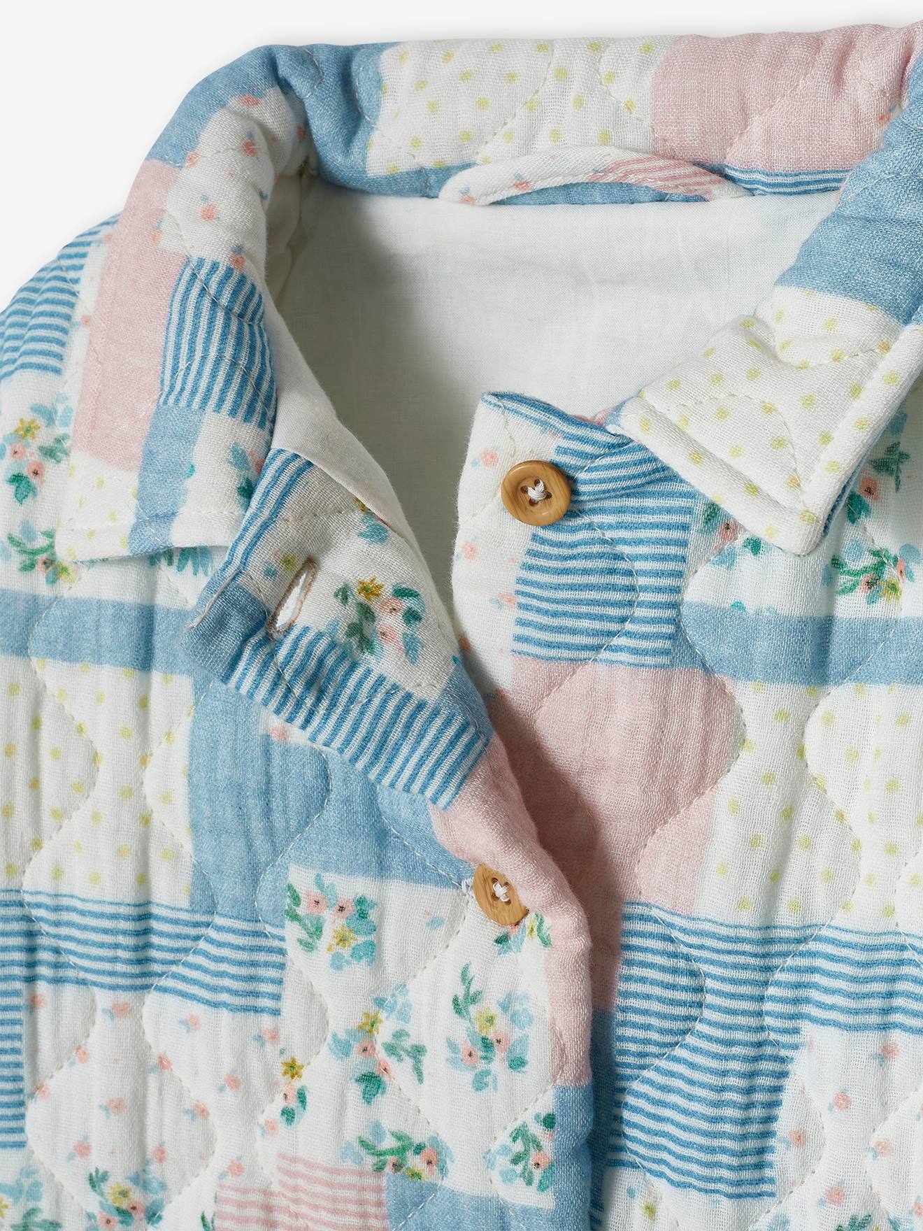 Casaquinho acolchoado de chiffon de algodão branco para bebê