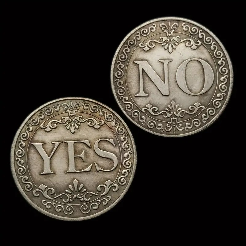 (Ø4cm) Yes / No Münze Entscheidungsmünze Herausforderungs Spiel Wetten Glücksmünze - Silber / Grau