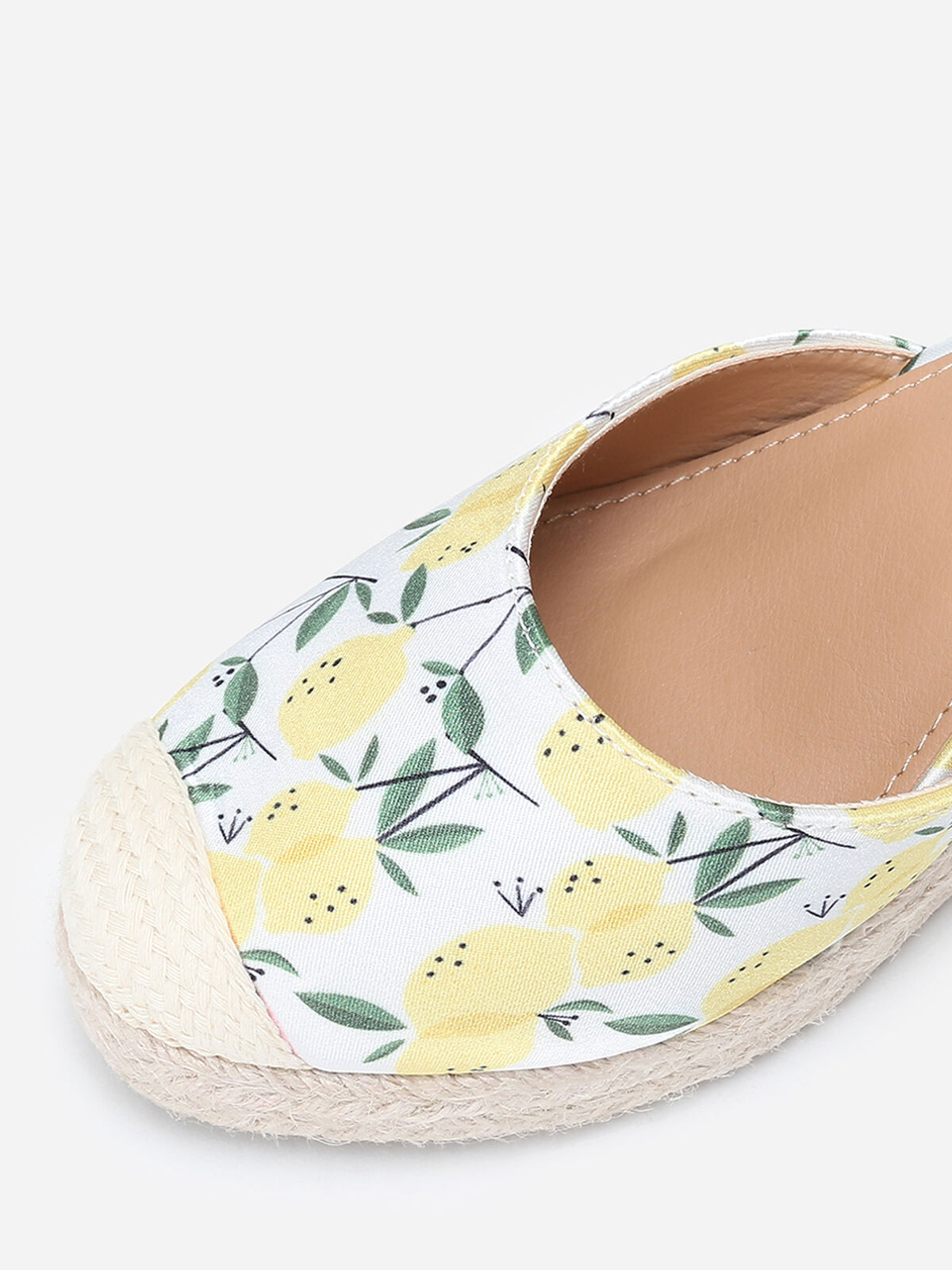 Espadrilles compensées à imprimé citrons- Jaune