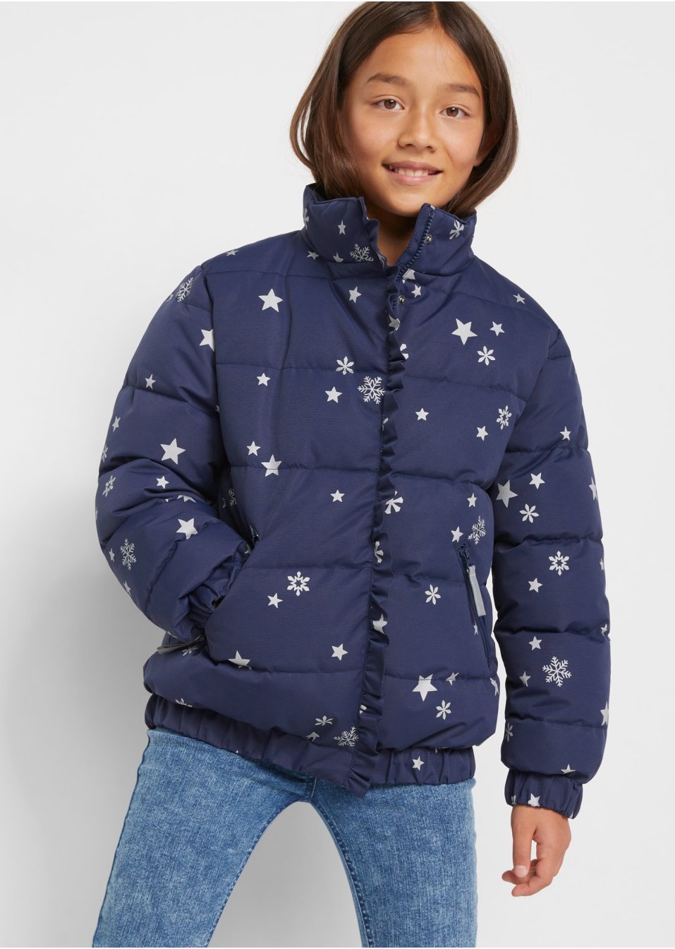 Meisjes winterjas met sterrenprint