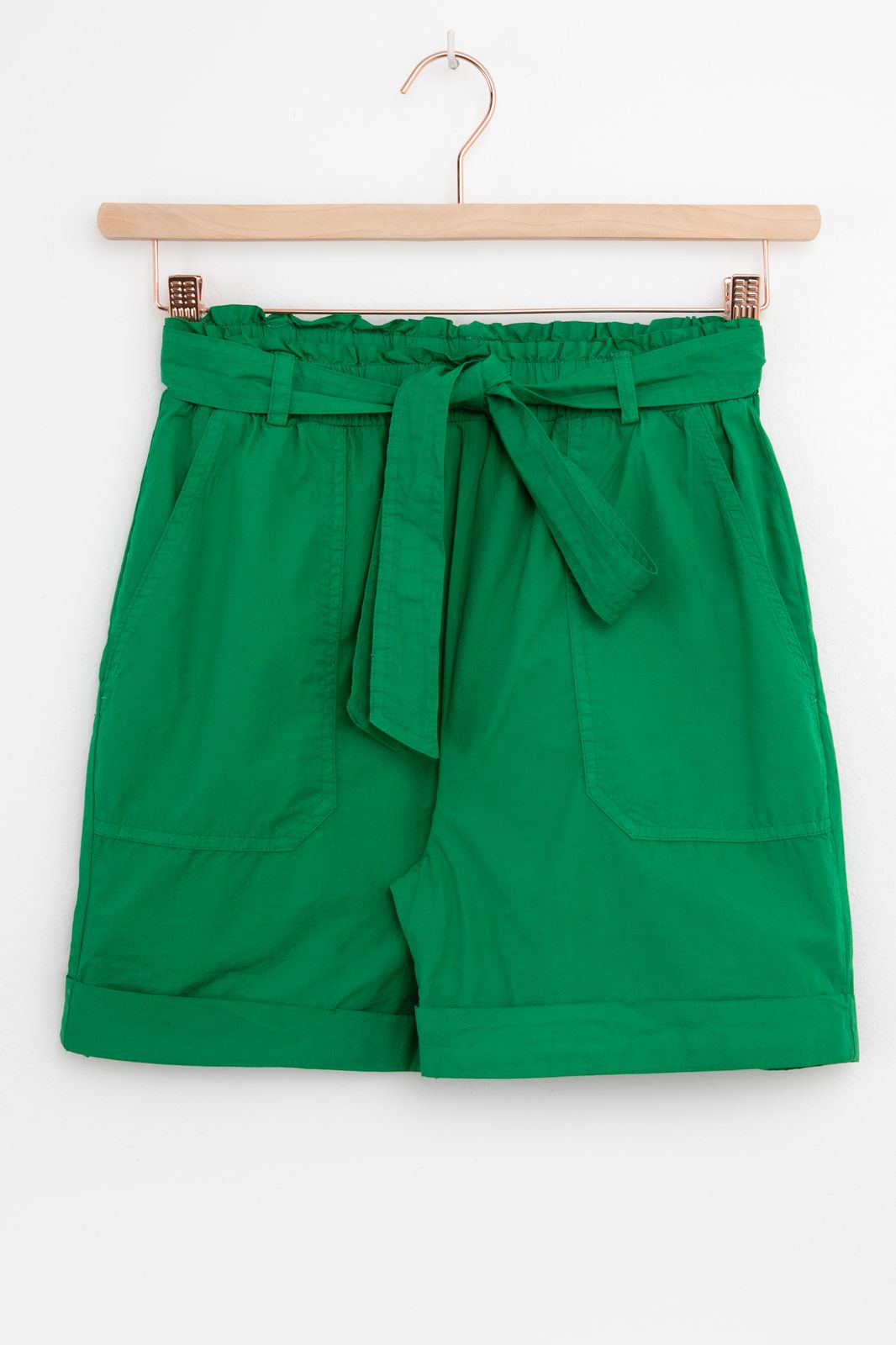 Groene high waist paperbag shorts