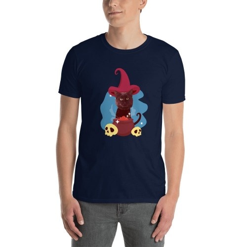 Camiseta masculina Mascochula, o mago, personalizada com seu animal de estimação, azul marinho