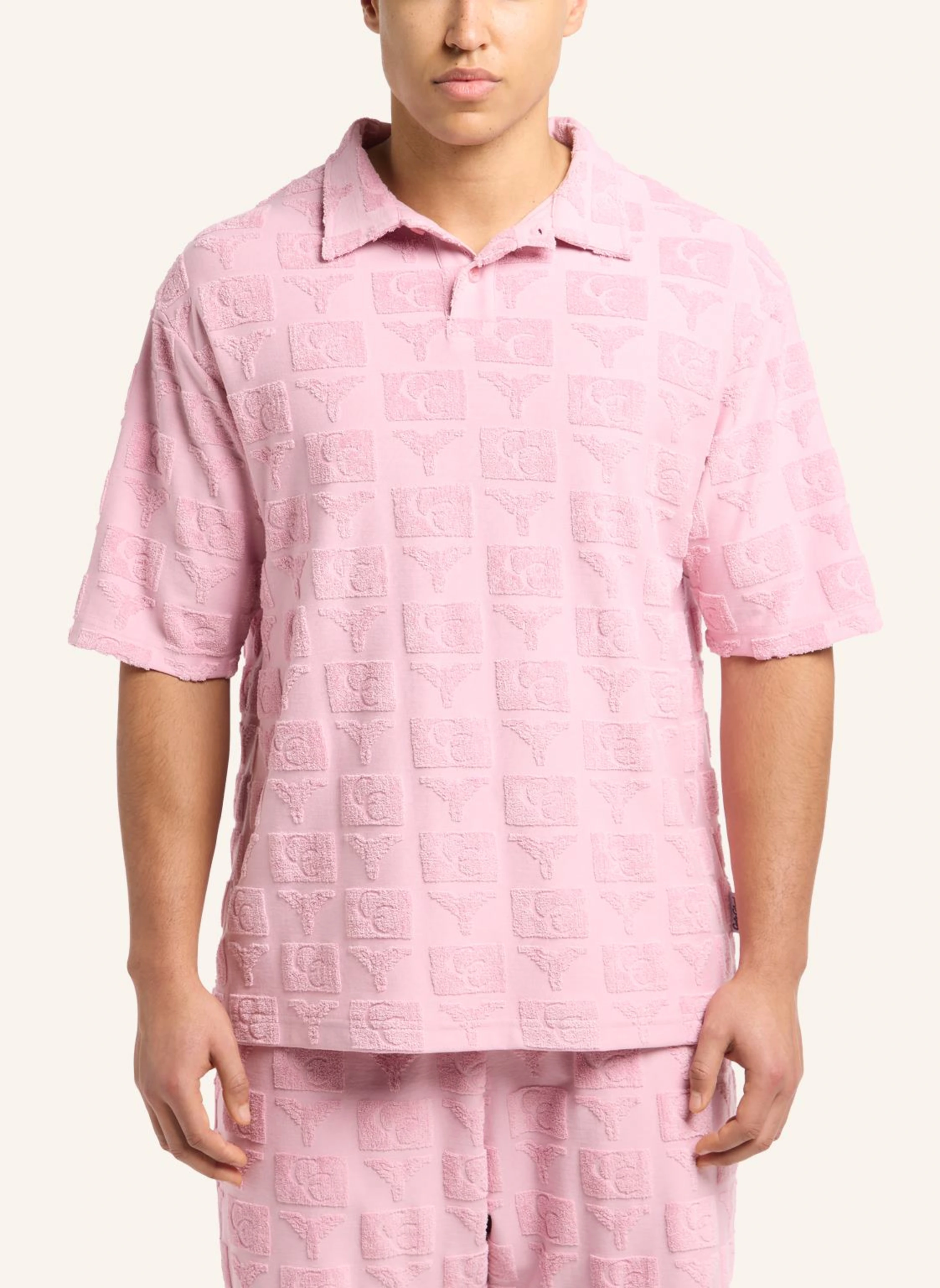 CARLO COLUCCI Oversize Poloshirt mit Frotteeinsätzen ECHNER