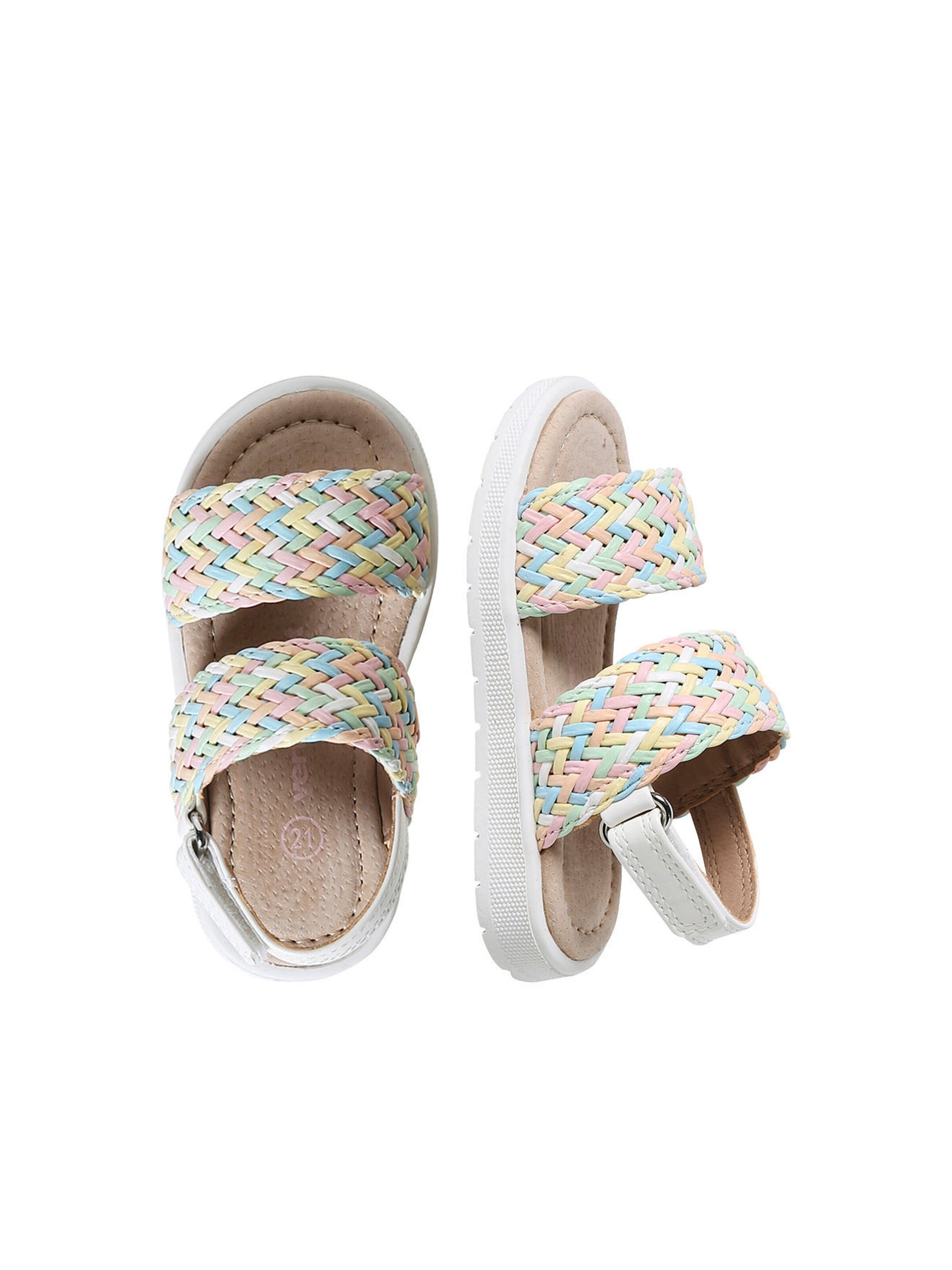 Vertbaudet Baby Klett-Sandalen mit nachtleuchtenden Flechtriemen mehrfarbig