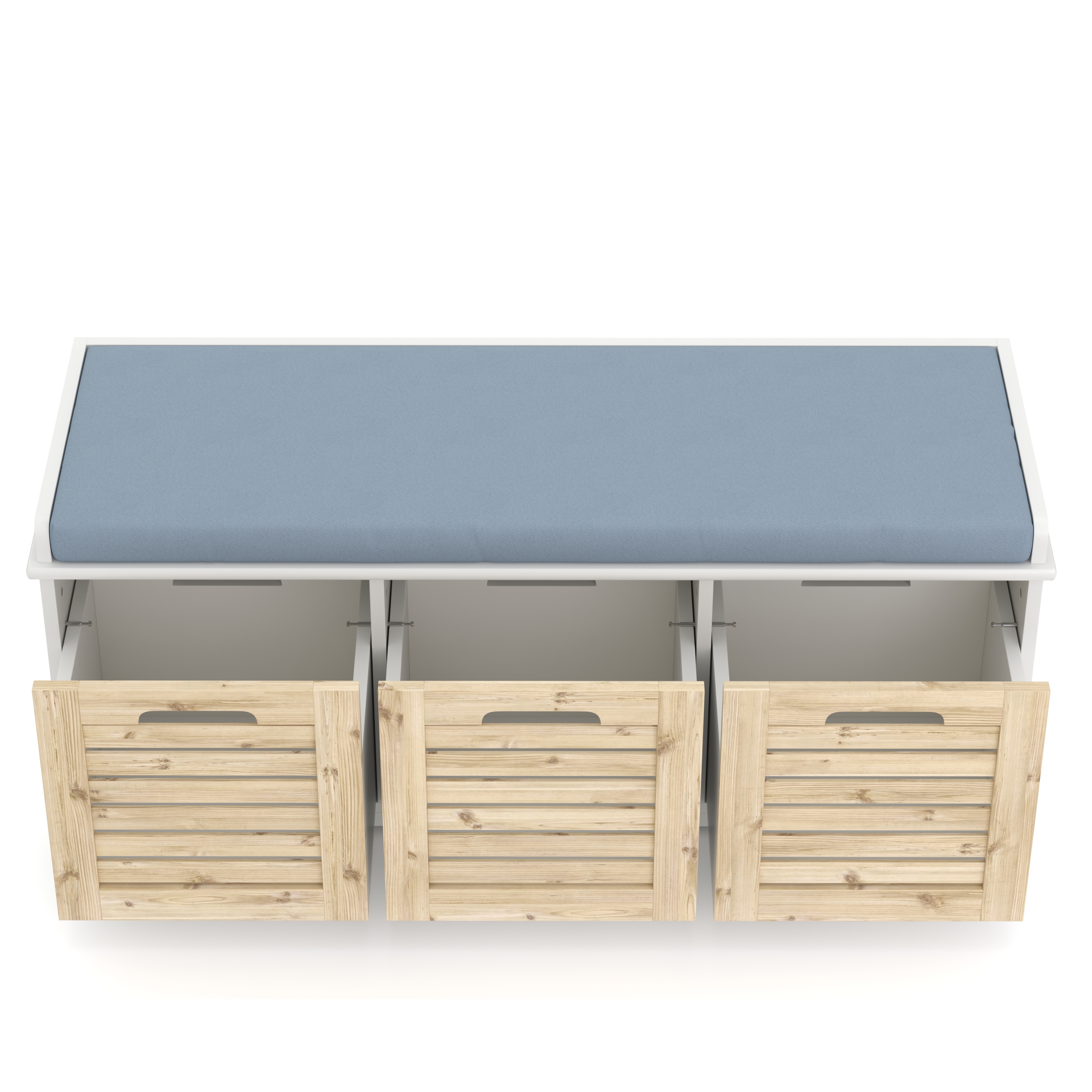 Sitzbank mit 3 Staufächer KAMILA 105 x 34 x 43 cm weiss/hellbraun