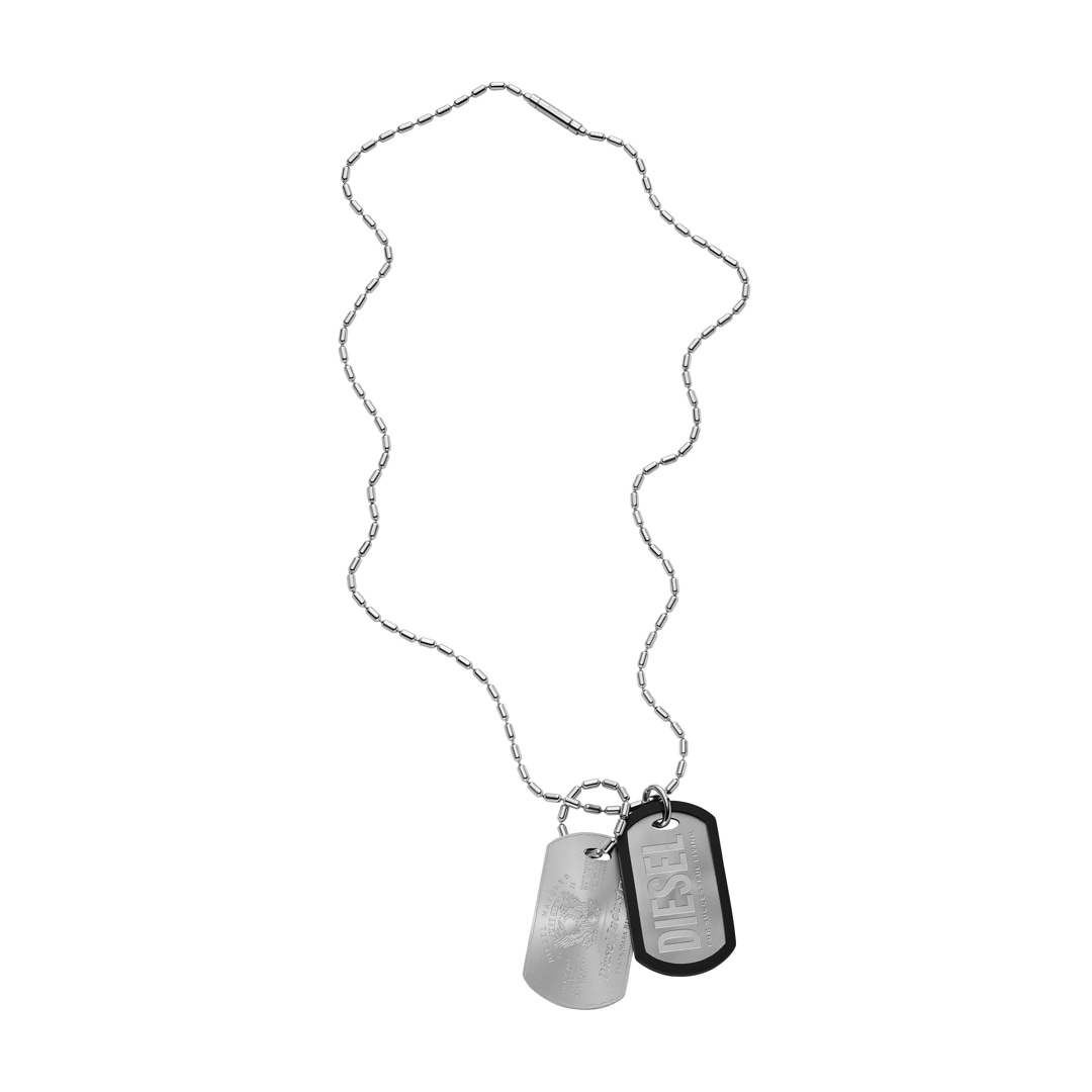 Diesel Halskette Dog-Tag Font Silbrig