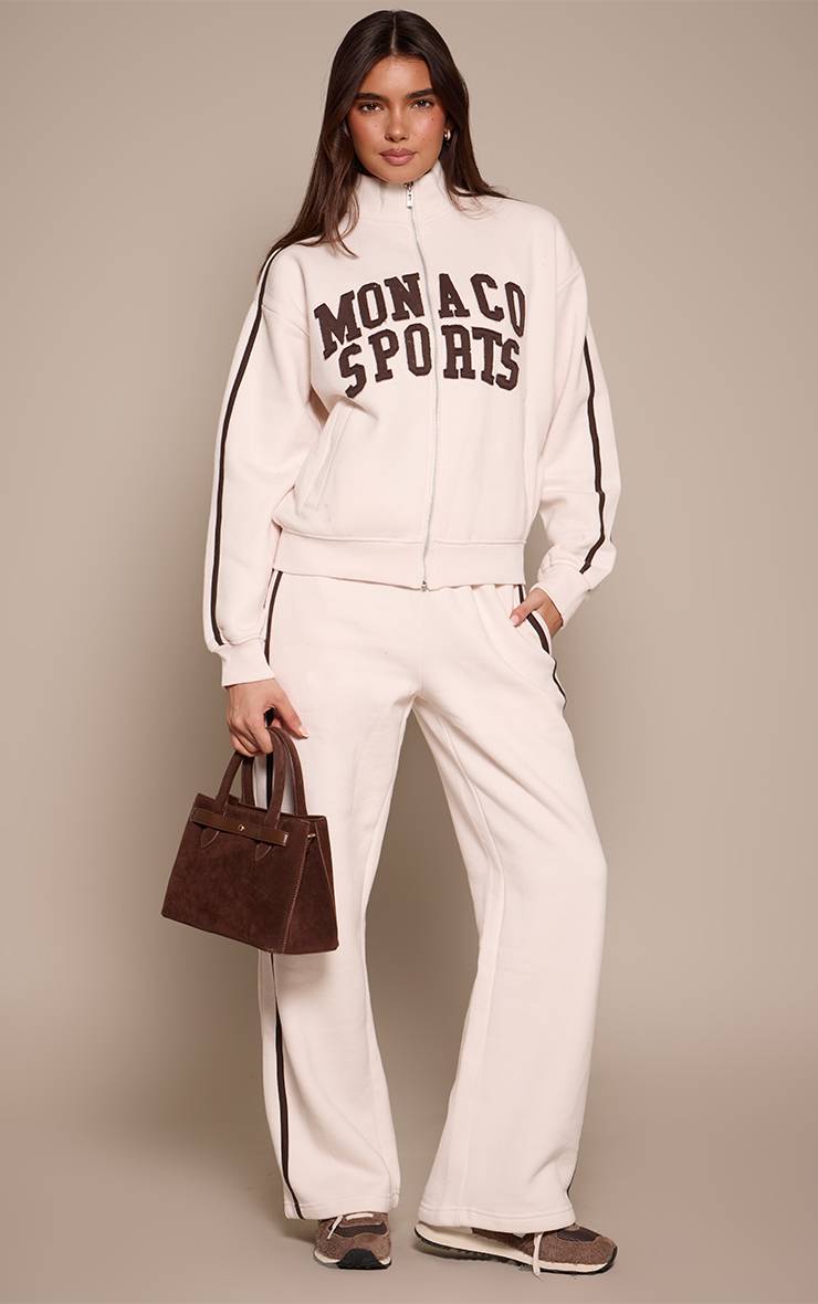 Crème Pantalon De Jogging Large À Bandes Contrastées