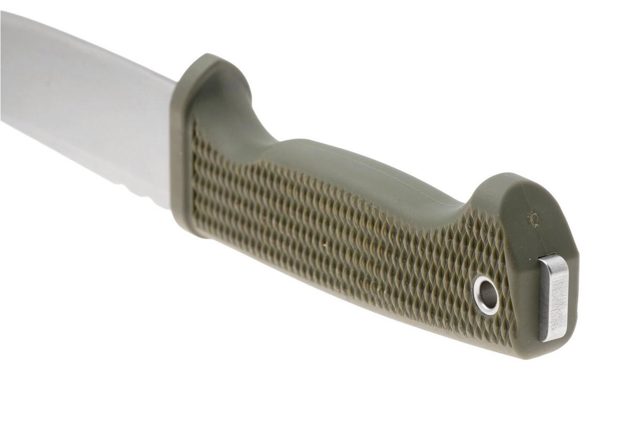 Demko Knives American Made FreeReign, Stonewashed CPM 3V Clip Point, USA-FR-3V-ODGRN-CLP, OD-Green Rubber outdoormes