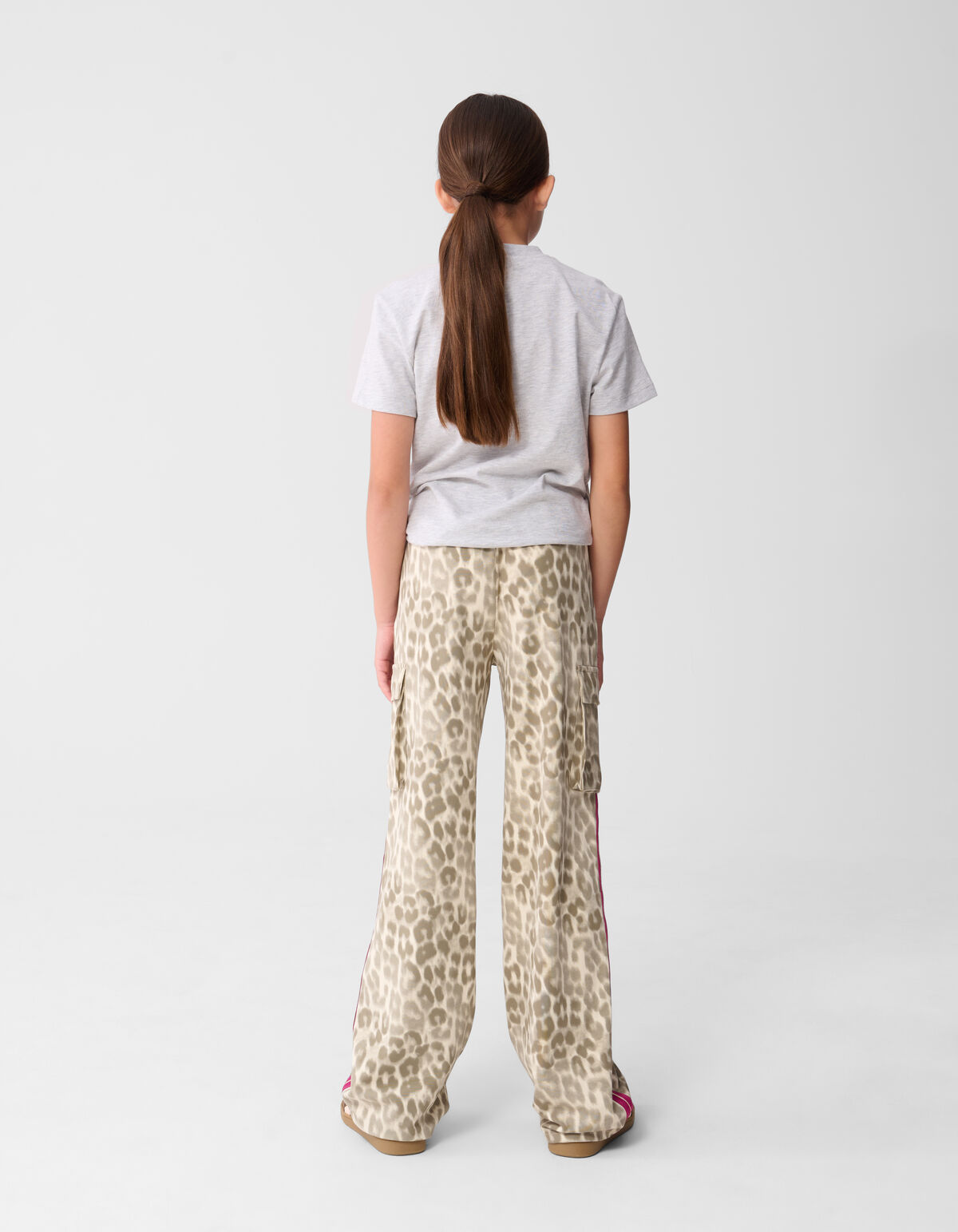 Cargo Leopard Wide Leg Broek Lichtbruin