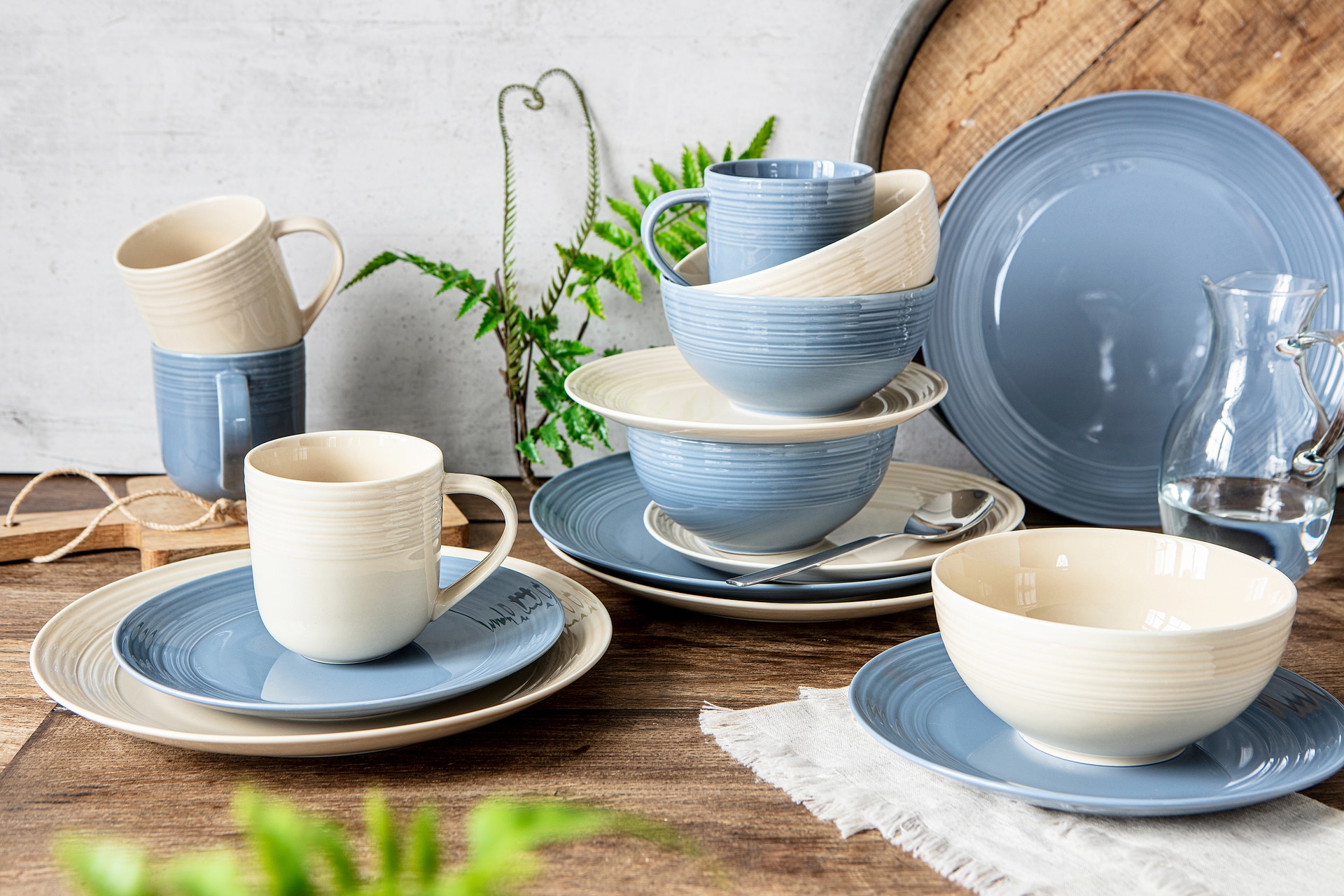 Ritzenhoff & Breker Kombiservice LEVI 16-teilig Porzellan blau/creme