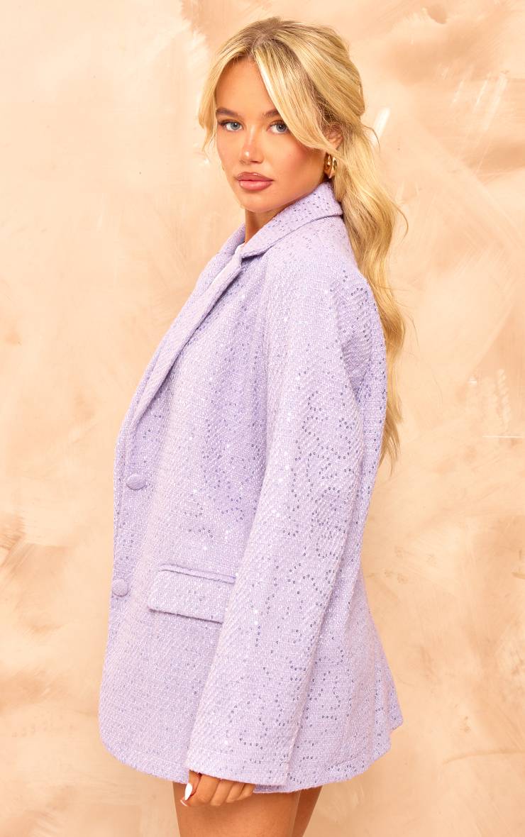 Lilas Blazer Oversize À Texture Pailletée